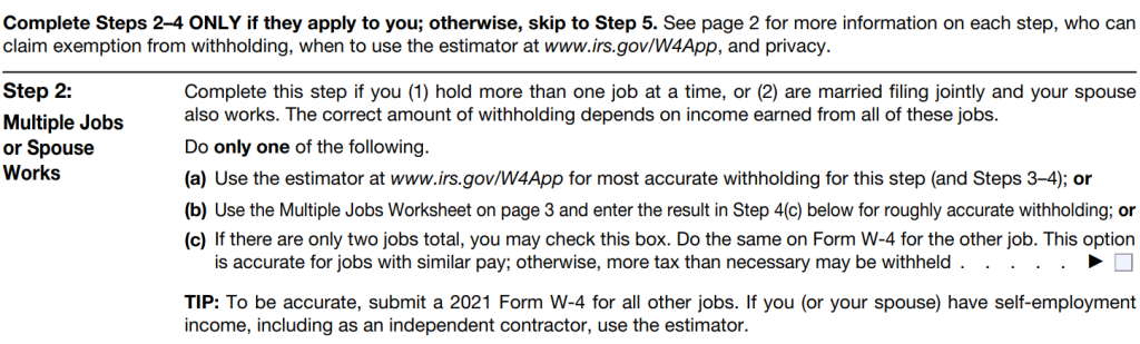 form w-4 step 2