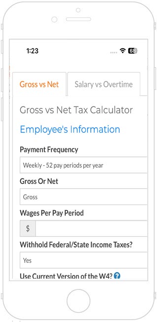 tax calculator on a mobile phone